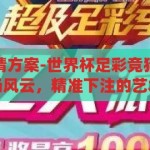 世界杯足彩竞猜方案-世界杯足彩竞猜策略，洞悉赛场风云，精准下注的艺术，洞悉赛场风云，世界杯足彩竞猜的精准下注策略