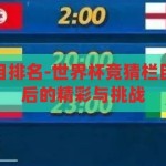 世界杯竞猜栏目排名-世界杯竞猜栏目，揭秘排名背后的精彩与挑战，揭秘世界杯竞猜栏目，排名背后的精彩与挑战