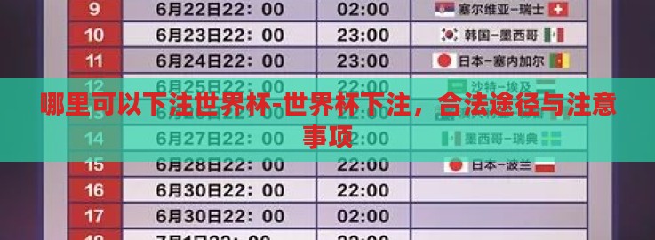 哪里可以下注世界杯-世界杯下注,合法途径与注意事项 哪里可以下注世界杯-世界杯下注,合法途径与注意事项