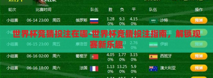 世界杯竞猜投注在哪-世界杯竞猜投注指南,解锁观赛新乐趣 世界杯竞猜投注在哪-世界杯竞猜投注指南,解锁观赛新乐趣