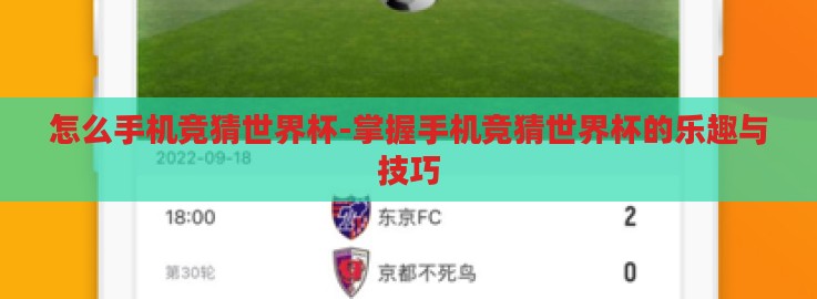 怎么手机竞猜世界杯-掌握手机竞猜世界杯的乐趣与技巧 怎么手机竞猜世界杯-掌握手机竞猜世界杯的乐趣与技巧