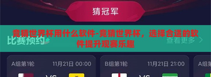 竞猜世界杯用什么软件-竞猜世界杯,选择合适的软件提升观赛乐趣 竞猜世界杯用什么软件-竞猜世界杯,选择合适的软件提升观赛乐趣