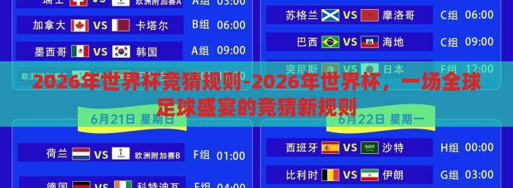 2026年世界杯竞猜规则-2026年世界杯，一场全球足球盛宴的竞猜新规则