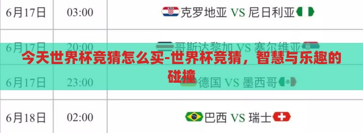 今天世界杯竞猜怎么买-世界杯竞猜,智慧与乐趣的碰撞 今天世界杯竞猜怎么买-世界杯竞猜,智慧与乐趣的碰撞