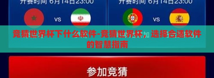 竞猜世界杯下什么软件-竞猜世界杯，选择合适软件的智慧指南