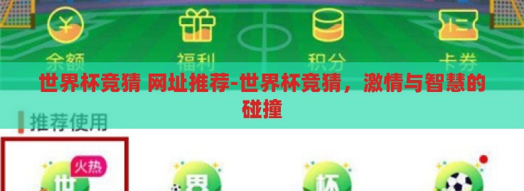 世界杯竞猜 网址推荐-世界杯竞猜，激情与智慧的碰撞
