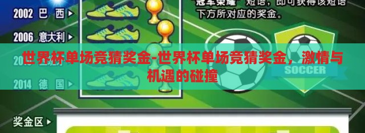 世界杯单场竞猜奖金-世界杯单场竞猜奖金，激情与机遇的碰撞