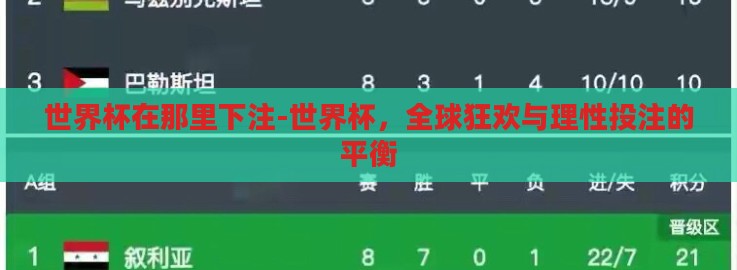 世界杯在那里下注-世界杯，全球狂欢与理性投注的平衡