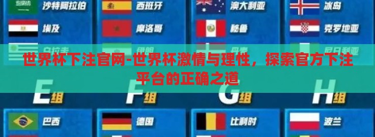 世界杯下注官网-世界杯激情与理性，探索官方下注平台的正确之道