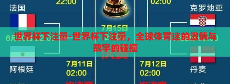 世界杯下注量-世界杯下注量,全球体育迷的激情与数字的碰撞 世界杯下注量-世界杯下注量,全球体育迷的激情与数字的碰撞