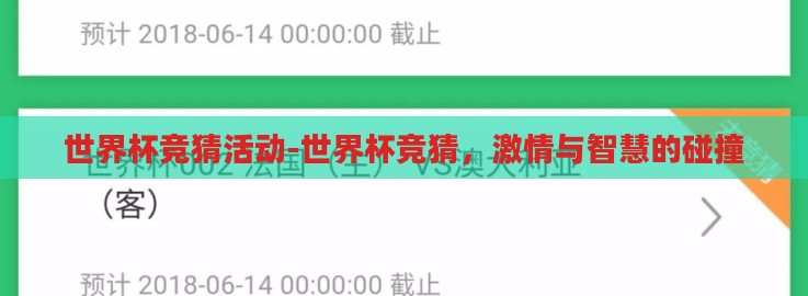 世界杯竞猜活动-世界杯竞猜，激情与智慧的碰撞