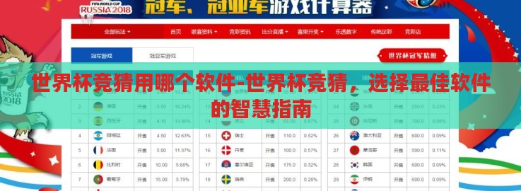 世界杯竞猜用哪个软件-世界杯竞猜，选择最佳软件的智慧指南
