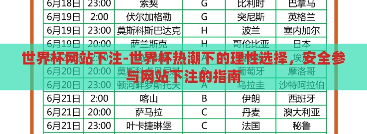 世界杯网站下注-世界杯热潮下的理性选择，安全参与网站下注的指南