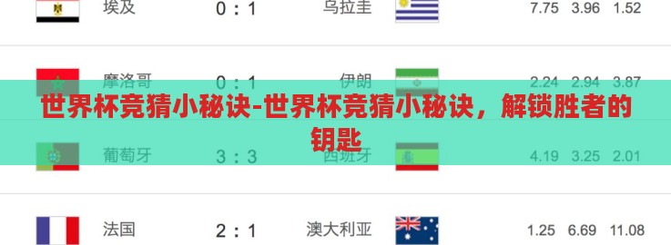 世界杯竞猜小秘诀-世界杯竞猜小秘诀,解锁胜者的钥匙 世界杯竞猜小秘诀-世界杯竞猜小秘诀,解锁胜者的钥匙
