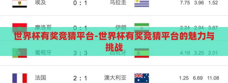 世界杯有奖竞猜平台-世界杯有奖竞猜平台的魅力与挑战