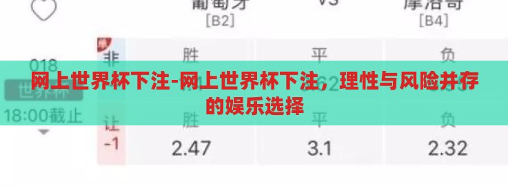 网上世界杯下注-网上世界杯下注，理性与风险并存的娱乐选择