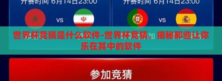 世界杯竞猜是什么软件-世界杯竞猜，揭秘那些让你乐在其中的软件
