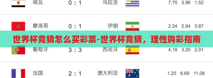 世界杯竞猜怎么买彩票-世界杯竞猜，理性购彩指南