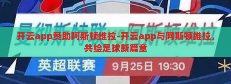 开云app赞助阿斯顿维拉-开云app与阿斯顿维拉，共绘足球新篇章
