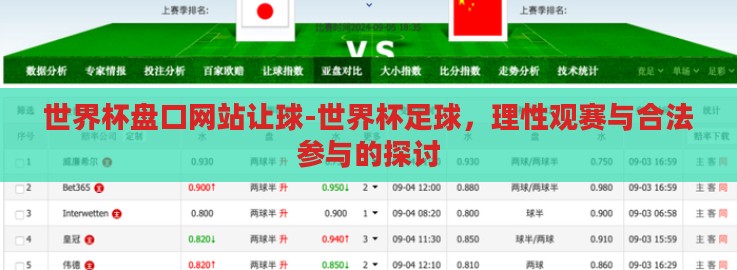 世界杯盘口网站让球-世界杯足球，理性观赛与合法参与的探讨